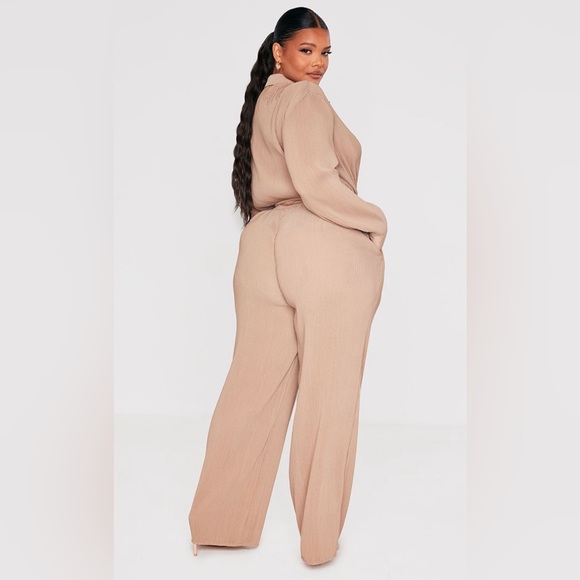 Plus Stone Plisse Shirt Jumpsuit - Picture 2 of 5